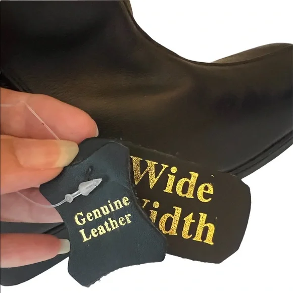 PEERAGE Simone Wide Width Leather Black Boot Size 7.5 Wide Width - Picture 11 of 13
